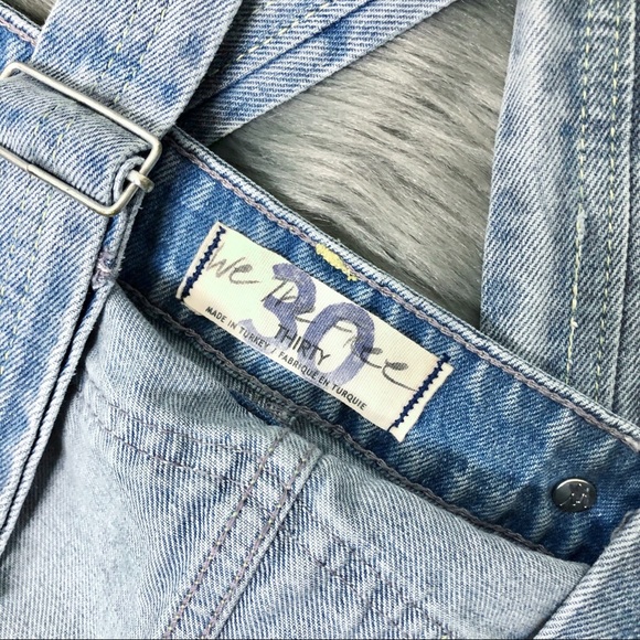 Free People June Shortalls Denim Cutoff Overalls - Picture 3 of 10